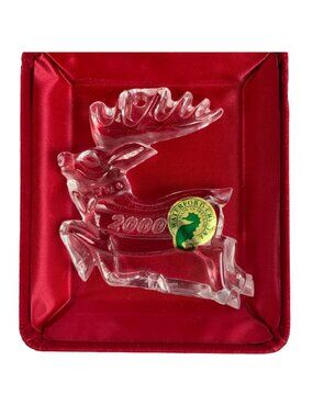 Waterford Crystal 2000 Christmas Memories Reindeer Ornament With Box Yarn Pouch